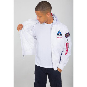 Alpha Industries MA-1 TT Hood NASA, white