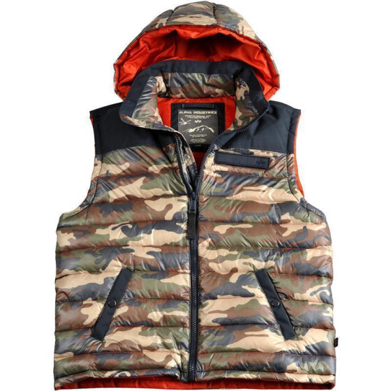 Alpha Industries Expedition Down Vest, woodl.-camo